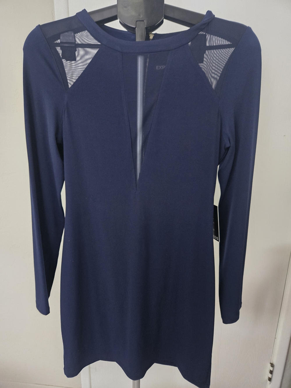 Express Navy Sheath Dress with Keyhole Detail